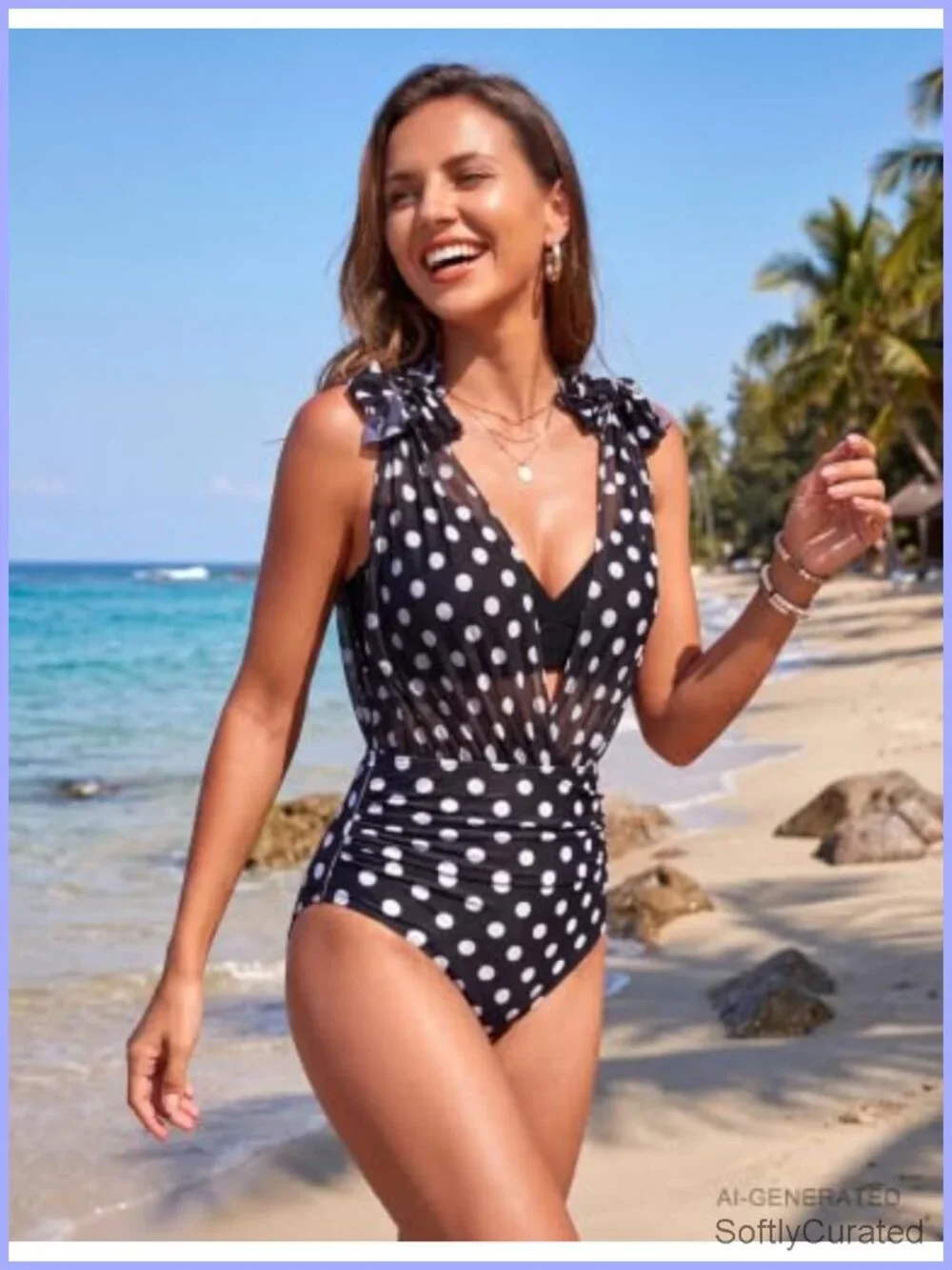 High Waisted Tummy Control Bikini Set with Mesh Cover Up Crisscross Back